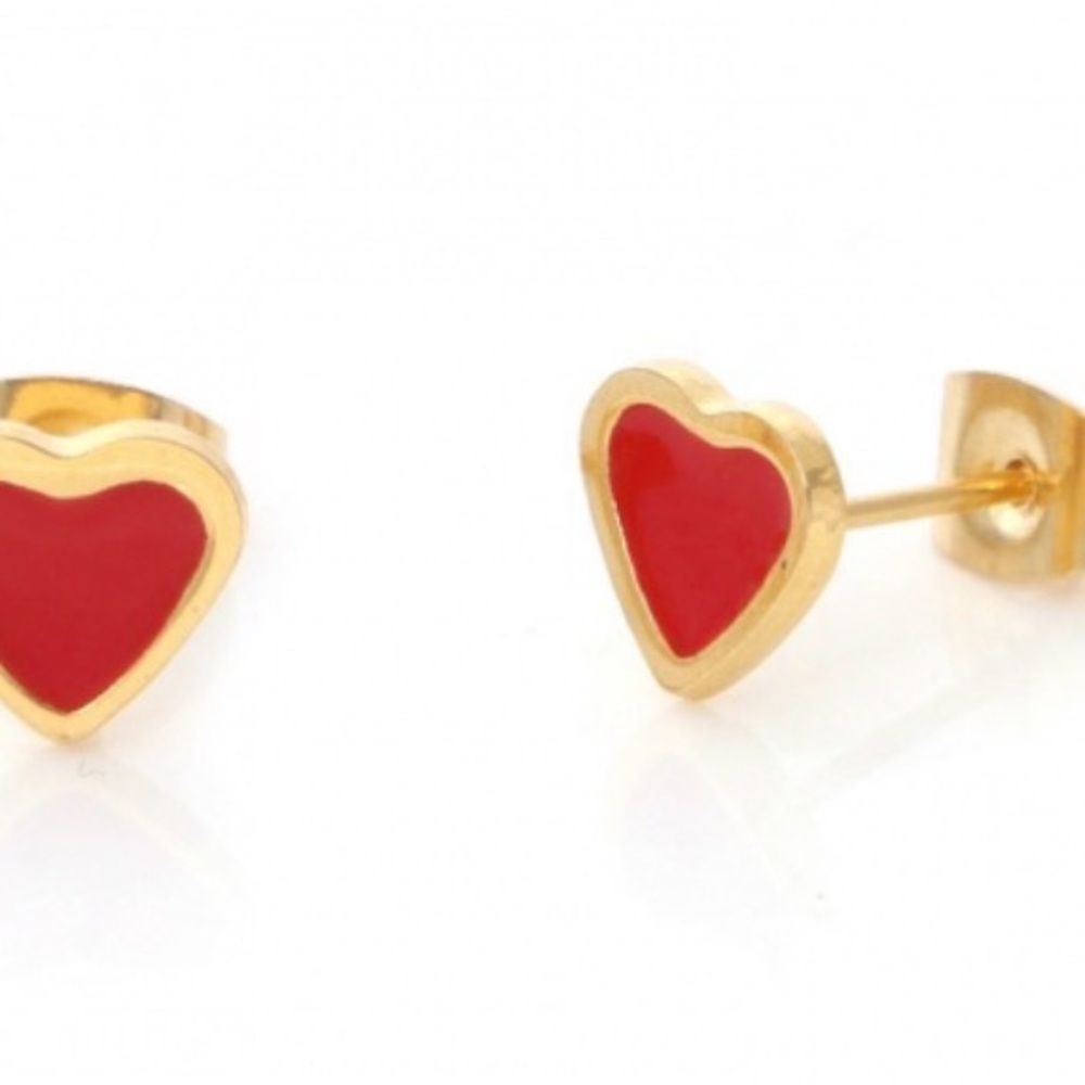 Gold Heart Stud Earrings